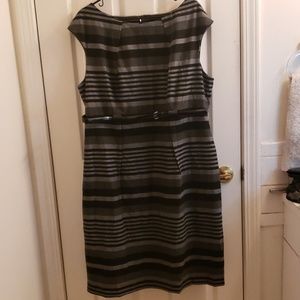 Calvin Klein Black & Gray Striped Dress Size 18W